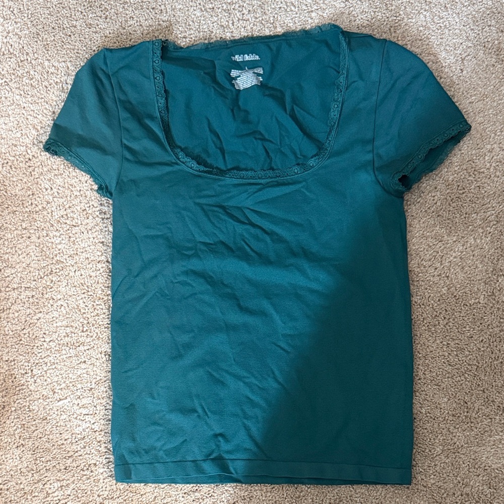 wild fable Teal Scoop Neck Short Sleeve Top